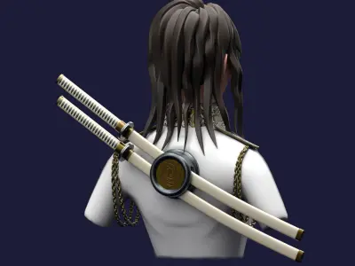 Cyber Girl Low-poly 3D model