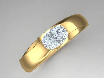 Light Gold Diamond Men Ring 2MR055 3D model