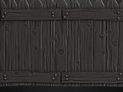 Stylized Dark Wood Planks PBR Seamless Texture