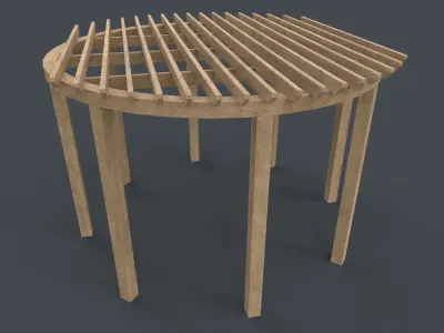 PBR Wooden Pergola Gazebo A2 Low-poly 3D model
