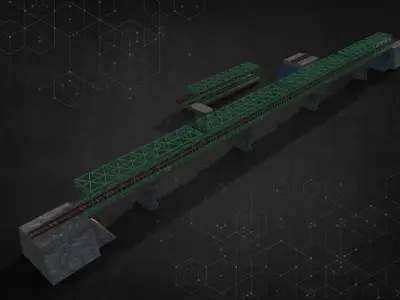 Rail Iron Bridge Modular Type one 3D model
