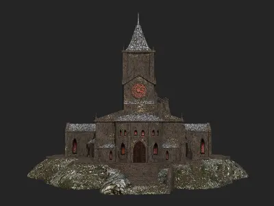 Cathedral gothic church Low-poly 3D model
