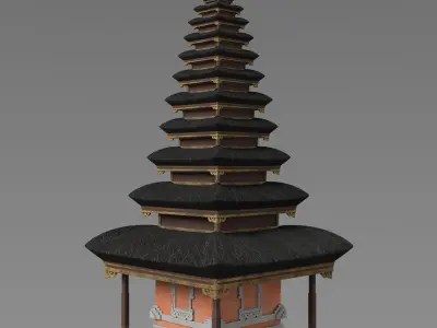 Pura Temple Stylized Balinese Temple Asset 3D model