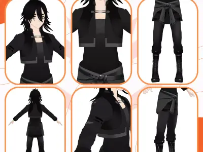 VRM SCI FI URBAN GOTH DARK MALE FIGHTER TECH 3D model