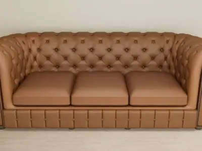 Chesterfield Style Leather Sofa 3D Model Low-poly 3D model