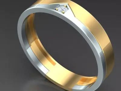 Light Gold Diamond Men Ring 2MR062 3D model