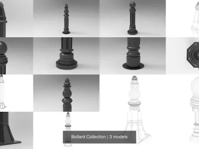 Bollard Collection gun with handle 3D Model Pack