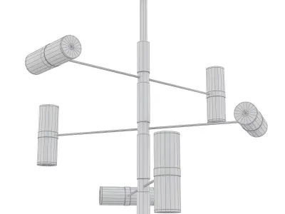 metropolis modern chandelier with brass and shades 3D model