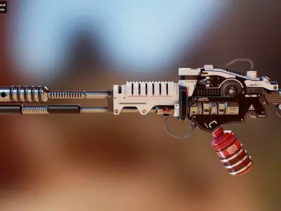 Flamethrower apocalypse weapon Low-poly 3D model