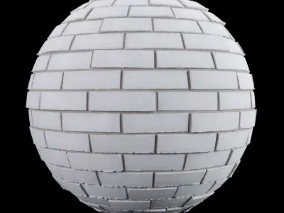 Clean White Brick Tiles Texture PBR 200 x 200 cm Texture