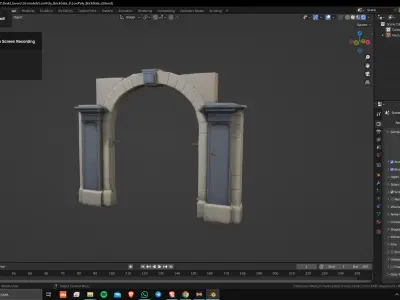 PBR Modular Fence Brick Gate Low-poly 3D model Low-poly 3D model