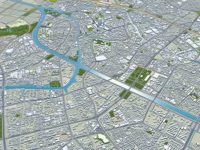 Wuxi Jiangsu China 70km AI Low-poly 3D model
