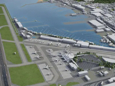Genoa - Cristoforo Colombo Airport - GOA Low-poly 3D model