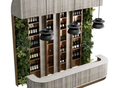 Reception Desk for Restaurant and Caffe with cabinet wine  09 3D model