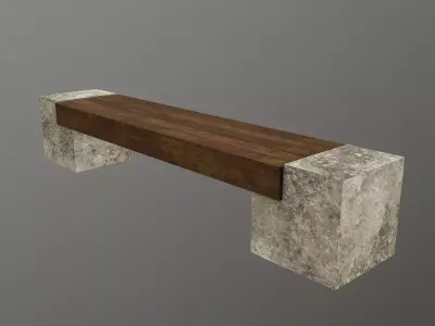 Bench with concrete base  Free low-poly 3D model purchase