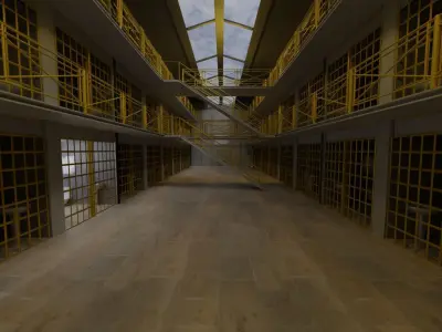 Prison inside of Low-poly 3D model