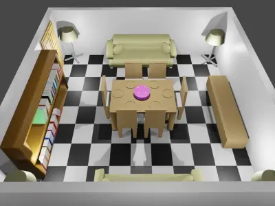 Dinning room Free low-poly 3D model