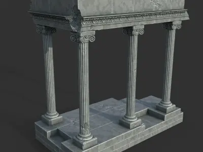 Low poly Ancient Roman Ruin Construction Pack - White Granite Low-poly 3D model