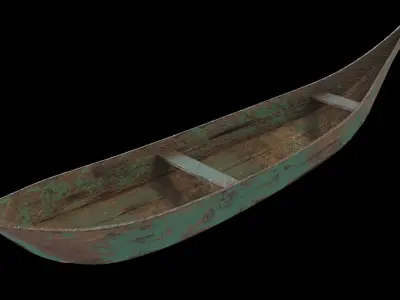 old wooden stylized boat low poly Low-poly 3D model