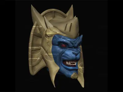 Goldar Custom Helmet digital 3D model ready for download  3D model