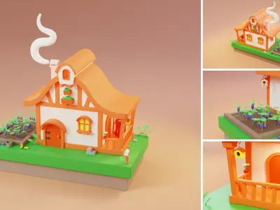 Cartoon Farm Islands Exteriors 2 Low-poly 3D model