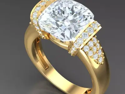 Light Gold Diamond Men Ring 2MR046 3D model