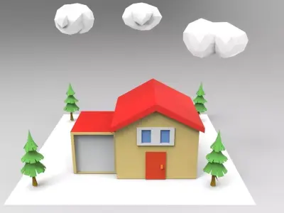 simple house Low-poly 3D model