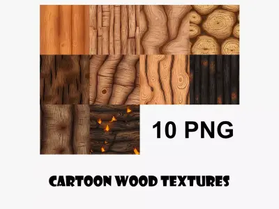 Cartoon Wood Textures Pack 02 - 10x PNG  Texture