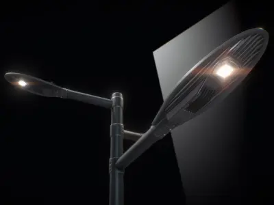 Sci-Fi Street Light 14 version 5 3m with pole 3 Low-poly 3D model