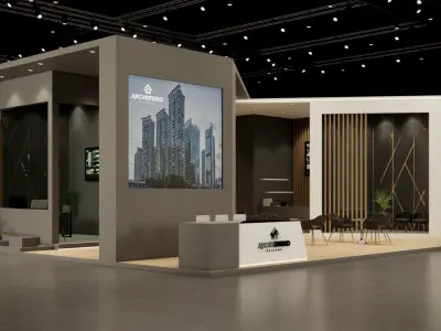 Exhibition booth design 3D model 14m x 11m  3D model
