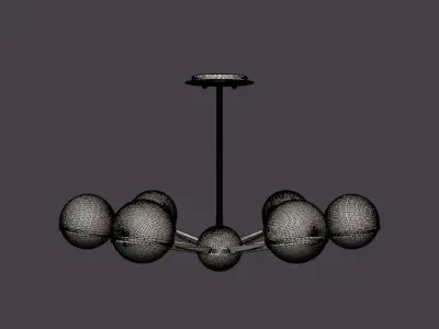 Ace Chandelier - Matt Gold Low-poly 3D model