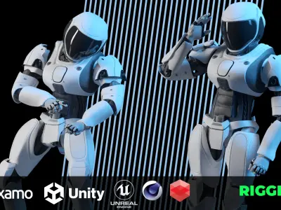 Sci-Fi Humanoid Robot - Vanguard Sentinel Unit Low-poly 3D model