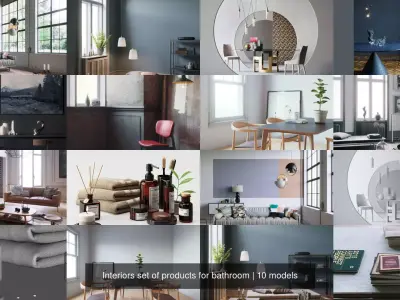 Interiors set of products for bathroom 3D Model Pack