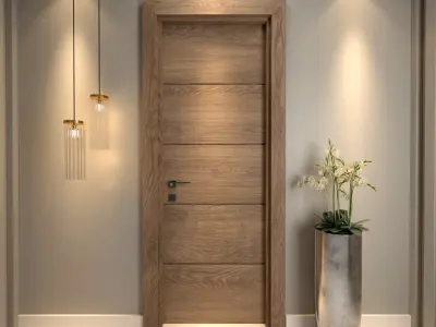 group of 7 wooden doors 3D model