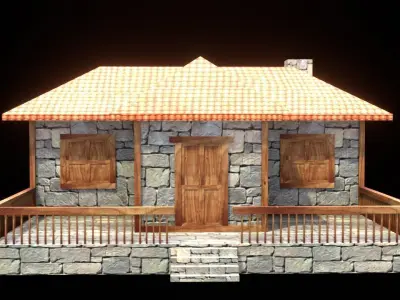 medieval house low poly village town residential game ready 22 Low-poly 3D model