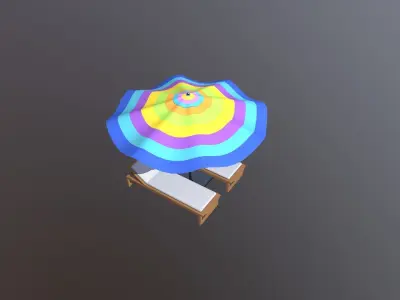 Beach Umbrella Low-poly 3D model