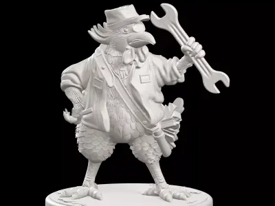 Gallusoid Mechanic Mutant Chicken Overlord Mechanical Specialist 3D print model