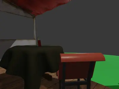 Shop Model house with awning Low-poly 3D model