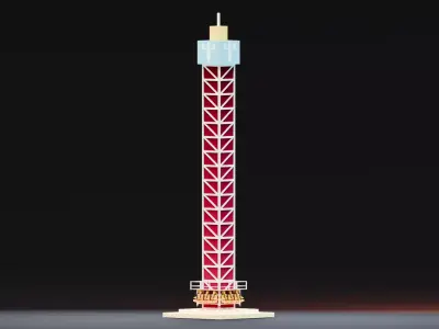 Amusement Park - Sky Hi Ride Low-poly 3D model