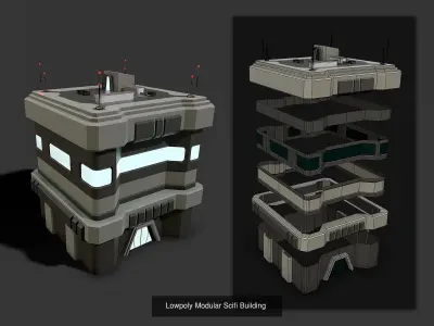 Lowpoly Modular Scifi Building Pack