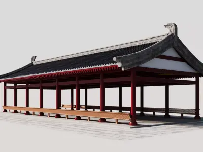 East Asian Covered Corridor 3D model