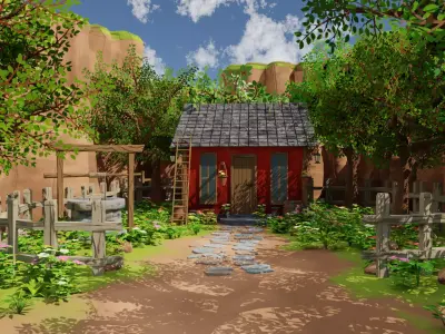 Red House Scene 3D model