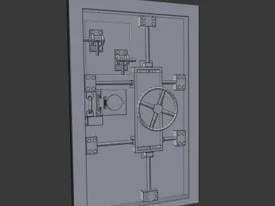 WWII bunker steel secure door Low-poly 3D model