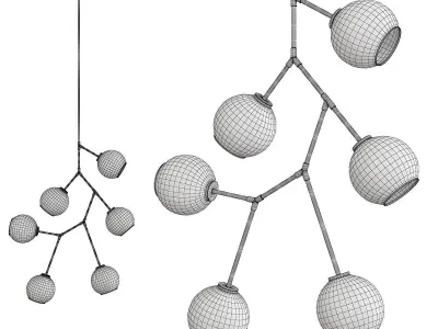 Neutron 6 Light Chandelier  Polished Gold Low-poly 3D model