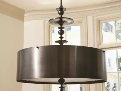 Turned 4-Light Single Drum Pendant 3D model