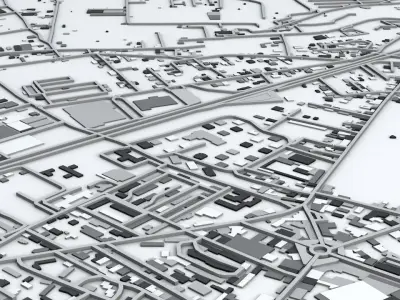 Pompei Area Buildings and Road Networks 3D model