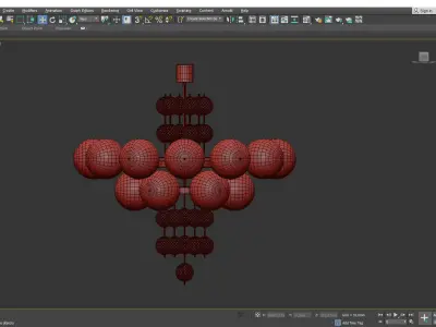 Large Chandelier with Brass and Glass Bulbs Low-poly 3D model
