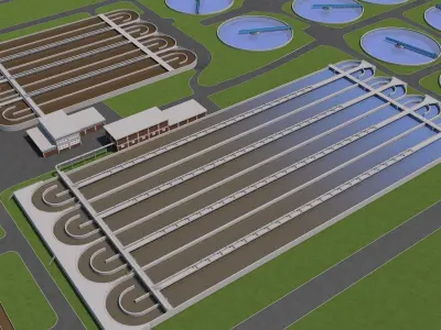 Water Waste and Sewage Treatment Plant 3D model