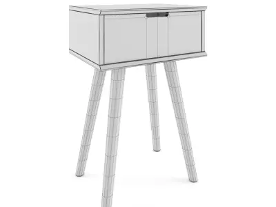 Mitra Bedside Table White 1 Drawer 3D model