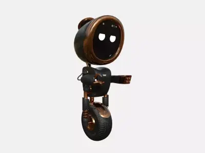 Wheel Robot H10 Black Copper - SciFi Character Design Low-poly 3D model